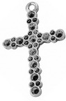 Metal pendant in the shape of a cross with recesses for crystals for necklaces or rosaries making 39x25x2.8 mm hole 2.5 mm color silver - 2 pieces