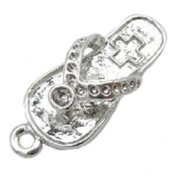 Jewelry findings - metal  slipper shape pendant with nests for crystals 14x33.5x8 mm hole 2 mm color silver - 2 pieces