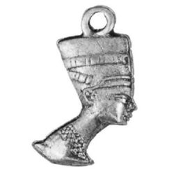 Metal pendant  - egyptian queen Nefertiti 22x12x3 mm hole 1.5 mm color silver NF - 10 pieces