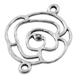 Connecting element metal flower 26x20x1 mm hole 2 mm color silver -5 pieces