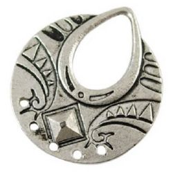 Element de conectare metal 25x22,5x1 mm gaură 12,5 mm culoare argint -5 piese
