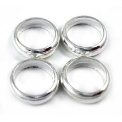 Bead metal ring 6x1.8 mm hole 4.5 mm color silver -50 pieces