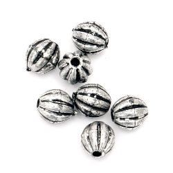 Bead metallic ball 8x8 mm hole 2 mm silver -50 grams ~ 190 pieces