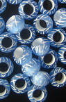 Мънисто топче 7x3.5 мм дупка 3.5 мм синьо с бяло -20 грама ~206 броя