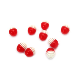 Cilindru oval de 12x9 mm benzi amestec alb și roșu -50 grame