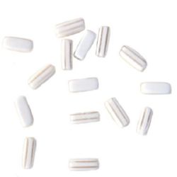 Resin acrylic stick bead 13x5 mm striped white - 50 pieces