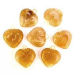 Acrylic pendant hearts 20 mm. with a ring, imitating light amber,  transparent - 50g.