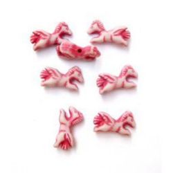 Craft Style Acrylic Beads, Pegasus, Faded Color, Red 10x17x5 mm hole 1 mm  -50 grams ~ 120 pieces