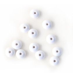 Χαντρα οπάκ πλαστική ροδέλα 13x7 mm τρύπα  2 mm λευκό -50 γραμμάρια ~ 70 τεμάχια