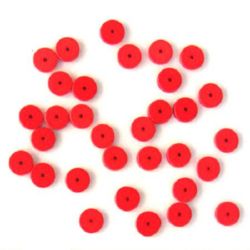 Acrylic washer solid beads for jewelry making, flat 10x2.5 mm red - 50 grams