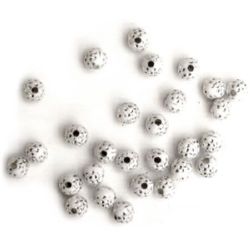 Plastic round bead with imitation of pebbles 5 mm hole 1 mm white -  20 grams ~ 292 pieces
