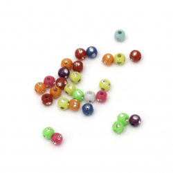 Plastic round bead with imitation of pebbles 4 mm hole 1 mm mix - 20 grams ~ 1100 pieces