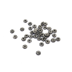 Metallized Flower-Shaped Bead /  7x3 mm, Hole: 1.5 mm / Silver - 20 grams ~ 320 pieces