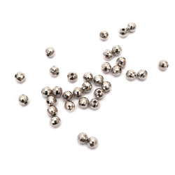 Metallic faceted round beads, 6mm, silver color - 20 grams, approximately 200 pieces