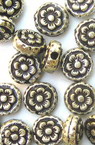 Plastic Washer Bead / Flower, Antique Silver Imitation, 7x4 mm, Hole: 1 mm -20 grams ~ 130 pieces