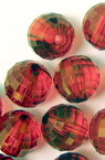 Plastic Ball-shaped Faceted Bead, Crystal Imitation, 10 mm, Hole: 1.5 mm, Red -50 grams ~ 90 pieces