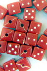 Opaque Acrylic Beads, Dice, Red and White 6x7 mm hole 1.5 mm - 20 grams ~ 60 pieces