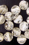 Мънисто роза топче 8 мм дупка 1.5 мм прозрачно с бяло -20 грама ~40 броя