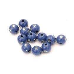 Plastic round bead with imitation of pebbles 6 mm hole 1 mm blue - 20 grams ~ 220 pieces