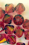 Мънисто кристал 10 мм дупка 1 мм червено -50 грама ~ 120 броя