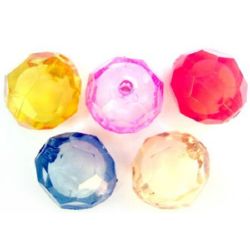 Transparent Acrylic Bead with white base soccer ball 30 mm hole 2 mm mix - 45 grams - 3 pieces