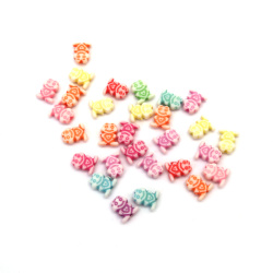 Craft Style Acrylic Beads, Frog, Faded, Multicolor 10x9x4 mm hole 1.5 mm  - 50 grams ~ 210 pieces