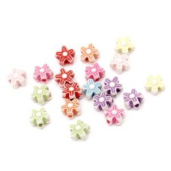 Plastic Flower Beads, Craft for Children, 9x4 mm, Hole: 1.5 mm, MIX Pastel Colors -50 grams ± 280 pieces