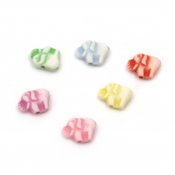 Craft Style Acrylic Beads, Elephant, Faded, Multicolor 11x9 mm hole 1 mm - 50 grams ~ 145 pieces