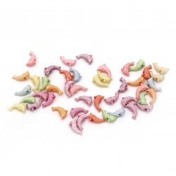 Craft Style Acrylic Beads, Dolphin, Faded, Multicolor 12x8x4 mm hole 1 mm - 50 grams ~ 340 pieces