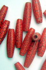 Acrylic Cylinders Beads with Cracked Effect, Crackle Beads for DIY and Craft Art, 19 mm, Red -50 grams