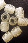 Plastic Frosted Cylinder Beads, 9x7.5 mm, Hole: 3.5 mm, Transparent with White -20 grams ~ 65 pieces