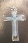 Pandantiv forma cruce albastru 42x27 mm transparent -5 bucati