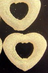 Acrylic hearts beads with glitter 28 mm white with a hole heart - 50 grams - 25 pieces