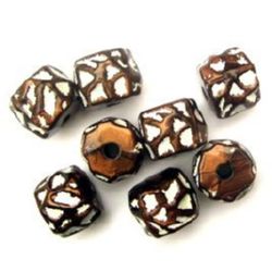 Antique acrylic barrel beads 13x16 mm brown hole 4 mm - 50 grams