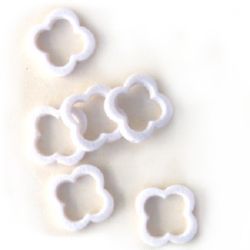 Solid Plastic Washer Flower Bead, 23 mm, White -50 grams