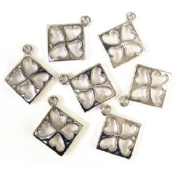 Pendant square with hearts CCB 2 mm -20 pieces