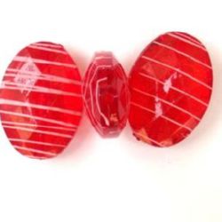 Stoc epuizat. Primeste notificare pe email cand produsul revine in stoc Margele cristal dreptunghi oval 27x37 mm pictate alb și roșu -5 bucăți