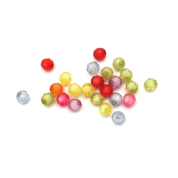 Transparent Acrylic Bead with white base soccer ball 6x6 mm hole 1.5 mm mix  20 grams ~ 140 pieces