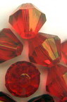 margele forma perlă cristal 14x14 mm gaură 2 mm roșu-50 grame ~ 47 bucăți