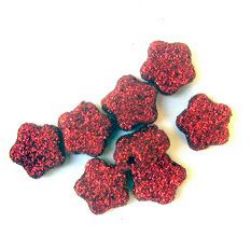 Acrylic flower beads with glitter 13 mm red - 50 grams