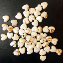 Mărgele aur fir inimă 6 mm alb -50 grame