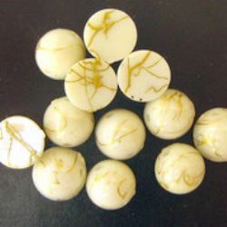 Plastic gold thread bead hemisphere 10 mm white - 50 grams