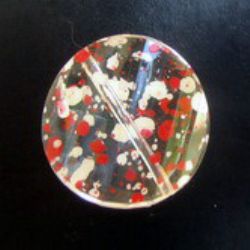 Twisted crystal circle bead 28 mm sprayed white and red - 50 grams