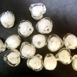 Transparent Acrylic Heart Bead with white base 14 mm - 50 grams