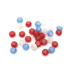 Ball Bead 7x3.5 mm MIX hole with white - 20 grams ~270 pieces