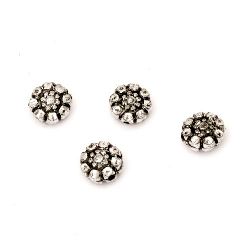 Bead metallic flower 9x4 mm hole 1 mm silver -50 grams ~ 280 pieces