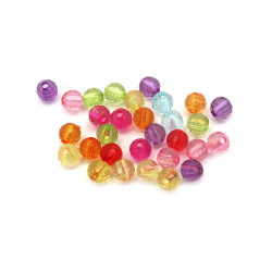 Bead crystal ball 6 mm hole 1 mm faceted mix -50 grams ~ 445 pieces