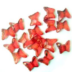 Transparent Acrylic Beads, Butterfly, red, 13x15mm, 50gr.