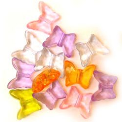 Margele de cristal forma  fluture 13x16x6.5mm Gaura 2mm MIX -50g ~ 75buc