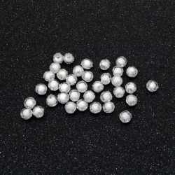 Plastic Beads with Solid White Core and Faceted, Transparent Surface, 6x6 mm, Hole: 1.5 mm - 20 grams ~ 140 pieces